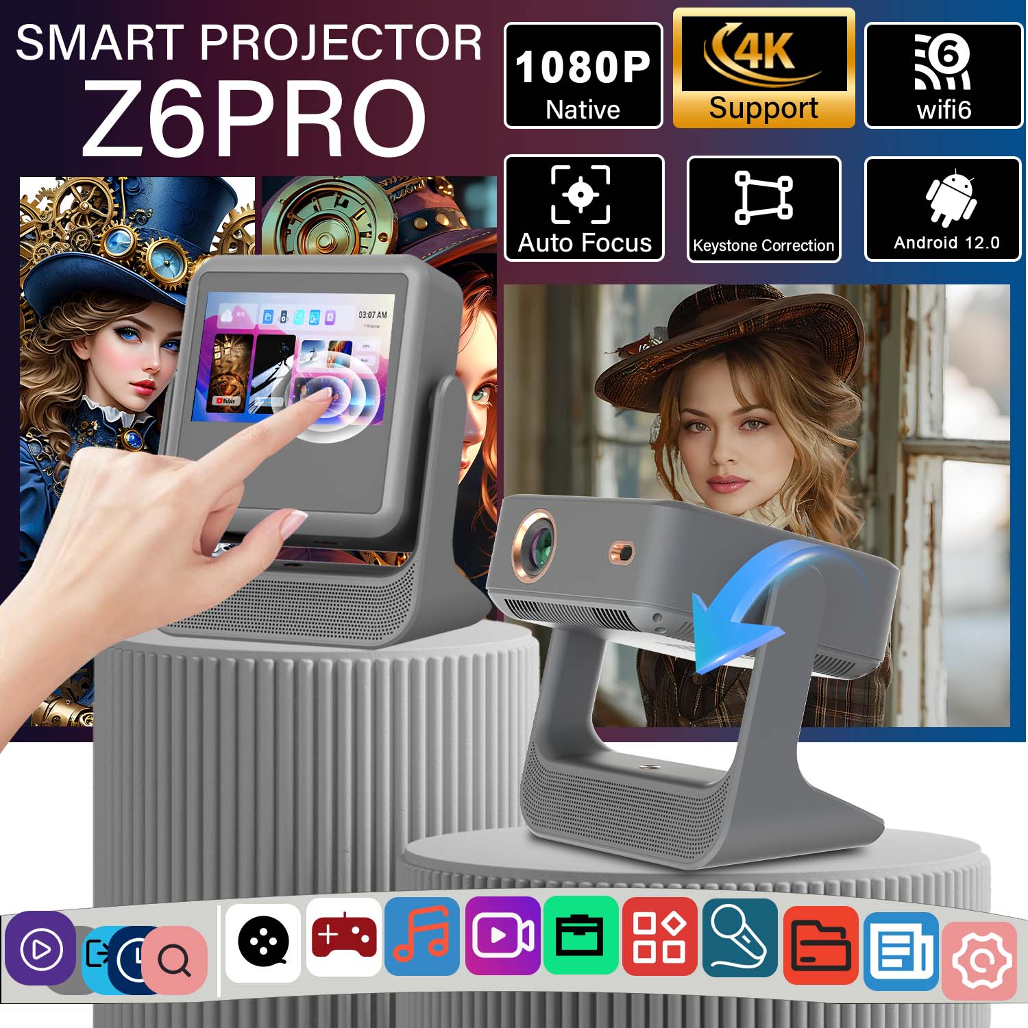 Home Gym Video - Proiettore Sportivo Portatile con Correzione Automatica