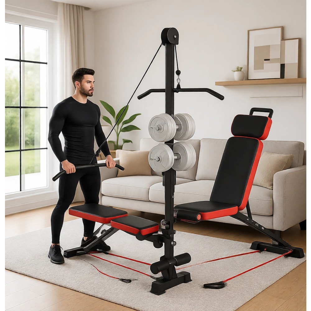 Home Gym Bench - Panca Multifunzionale con Sistema a Pulegge